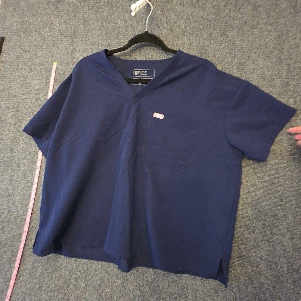FIGS Blouse Womens L Blue Technical Collection V Neck Scrub Tunic Top Nurse